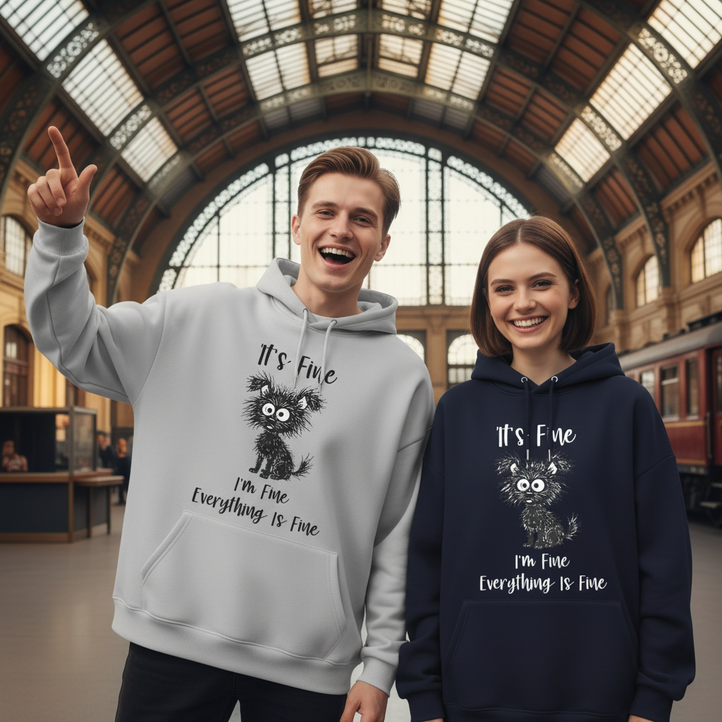 "Everything Is Fine" Funny Messy Dog Graphic Hoodie H1119
