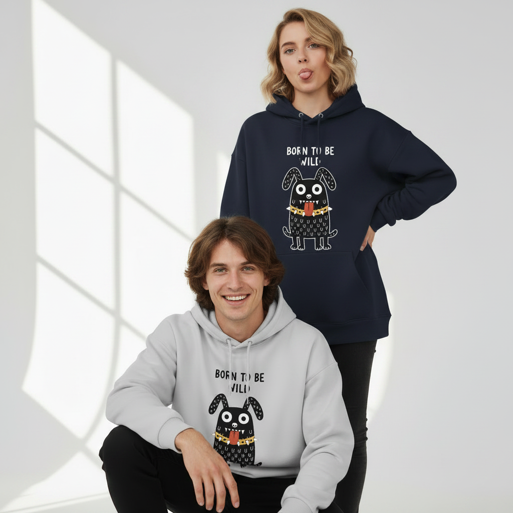 "Born to Be Wild" Punk Monster Dog Graphic Hoodie H1144