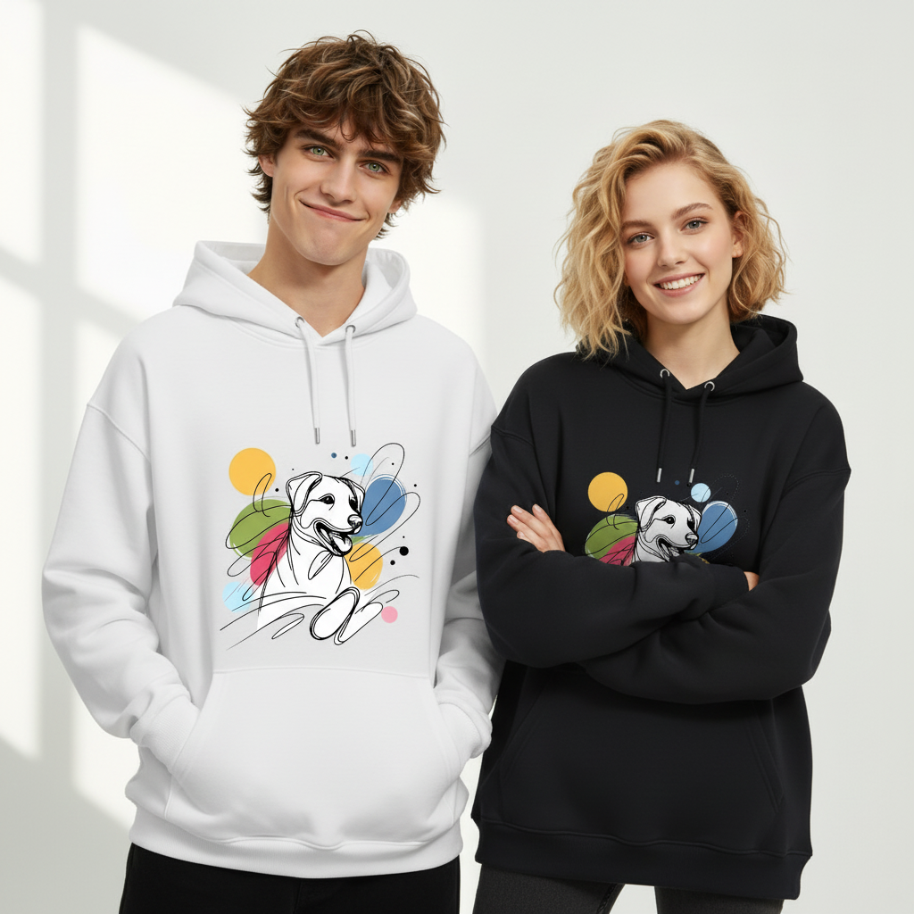Colorful Abstract Line Art Dog Graphic Hoodie H1133