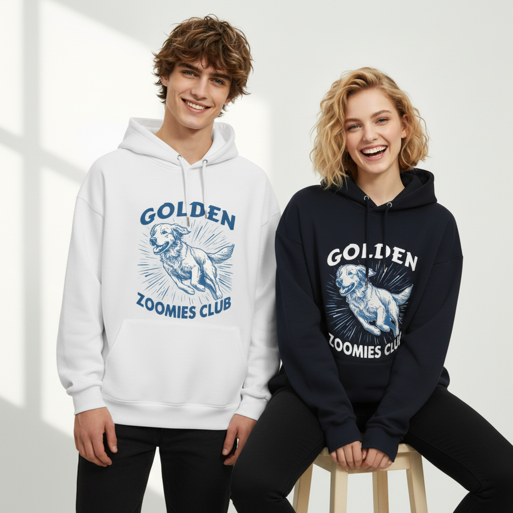 Golden Zoomies Club Retro Golden Retriever Graphic Hoodie H1139