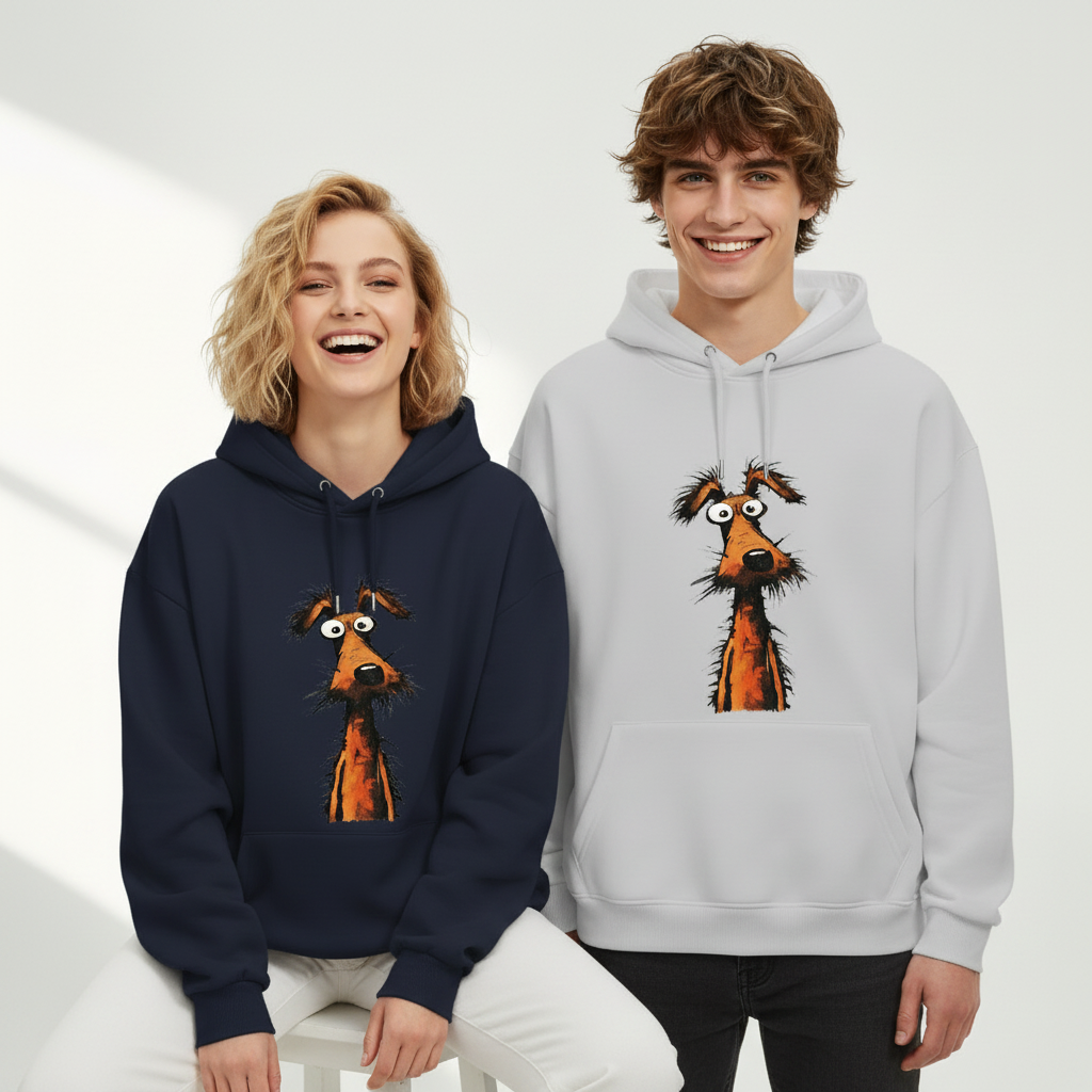 Crazy Stare Funny Scruffy Dog Minimalist Graphic Hoodie H1140