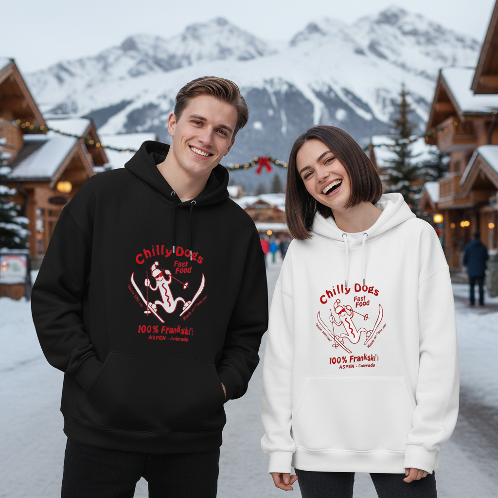 Chilly Dogs Skiing Dachshund Retro Funny Graphic Hoodie H1131