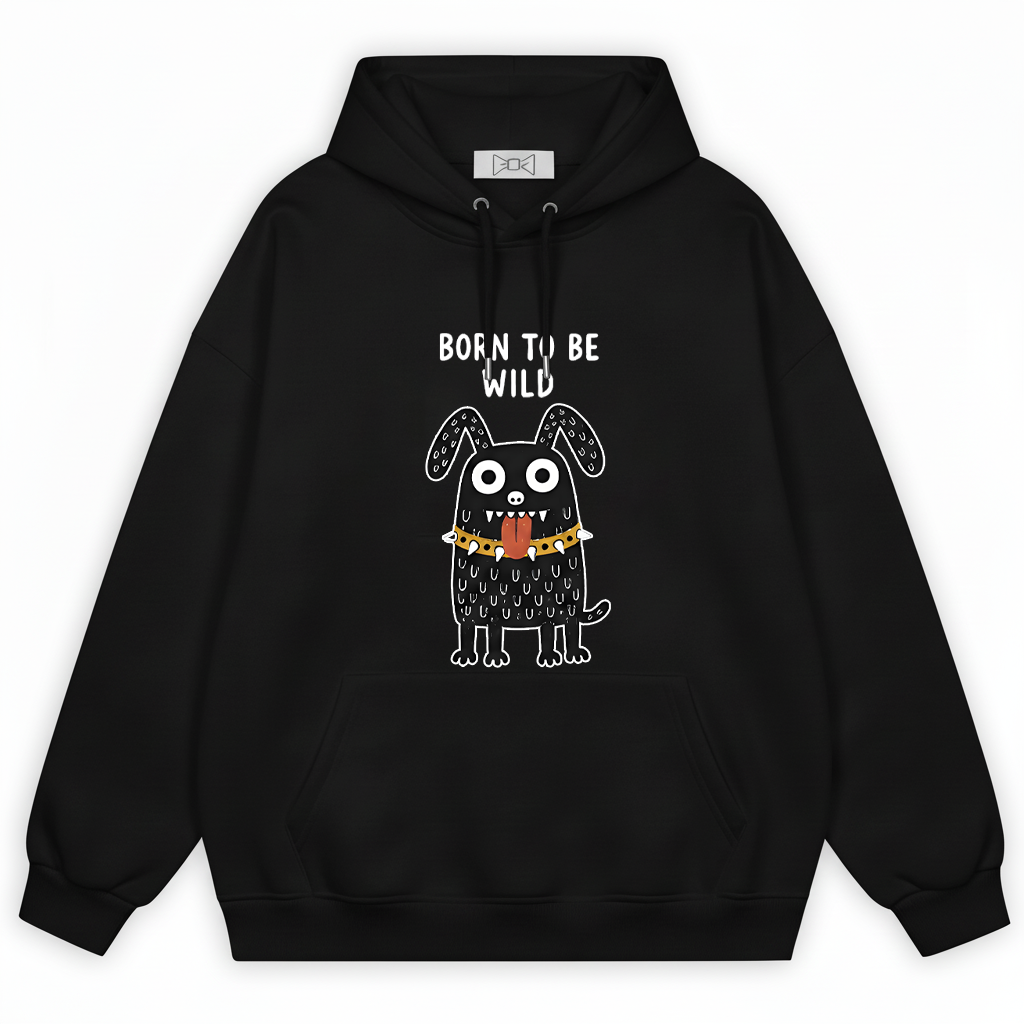 "Born to Be Wild" Punk Monster Dog Graphic Hoodie H1144