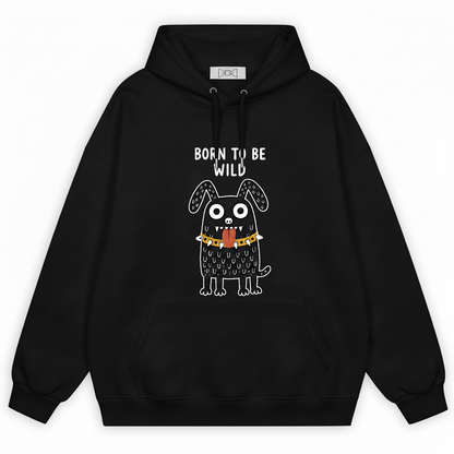 "Born to Be Wild" Punk Monster Dog Graphic Hoodie H1144
