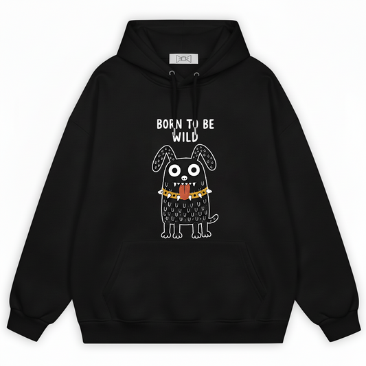 "Born to Be Wild" Punk Monster Dog Graphic Hoodie H1144