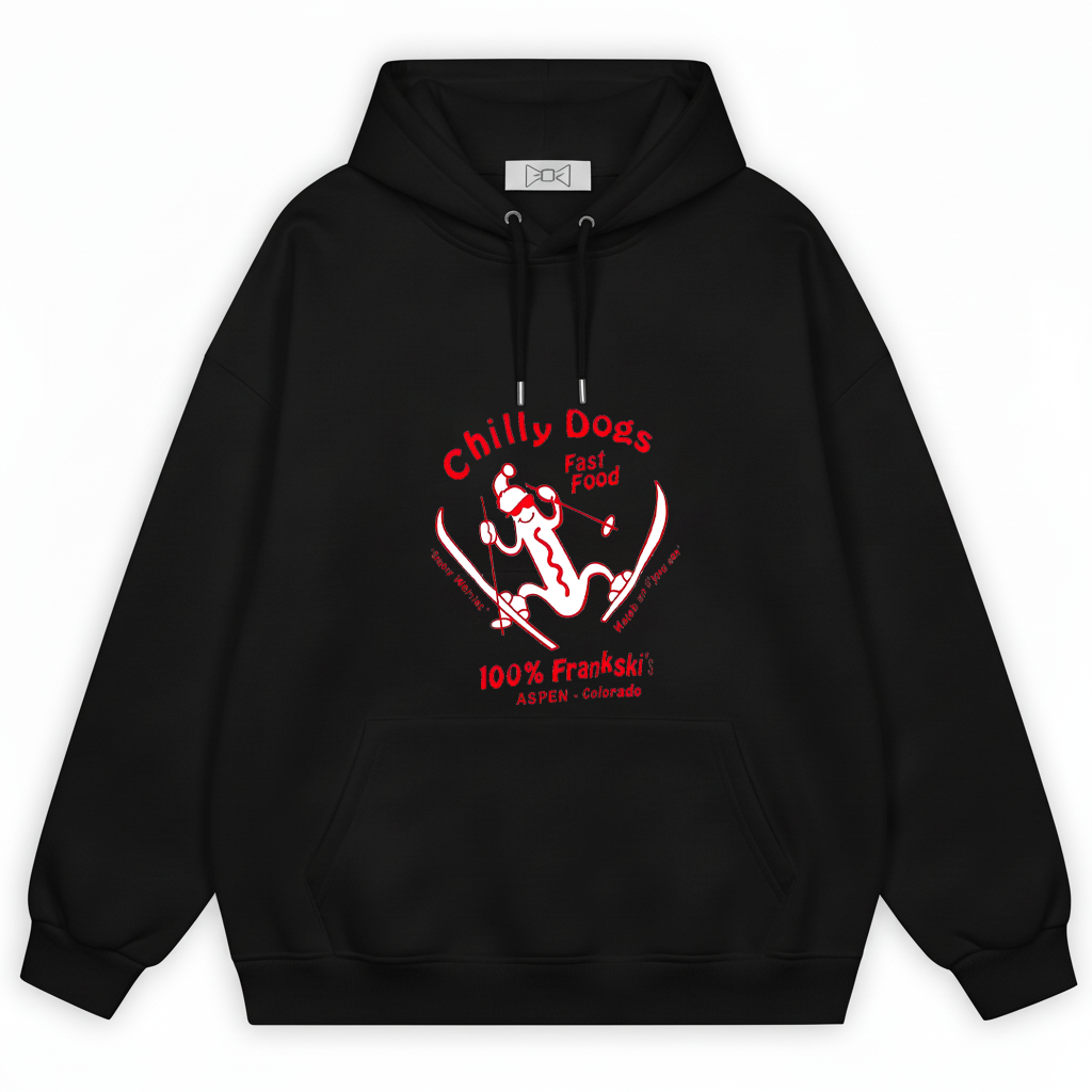 Chilly Dogs Skiing Dachshund Retro Funny Graphic Hoodie H1131