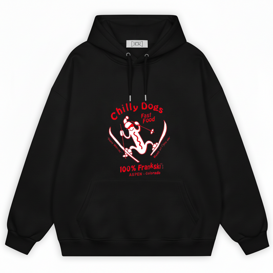 Chilly Dogs Skiing Dachshund Retro Funny Graphic Hoodie H1131