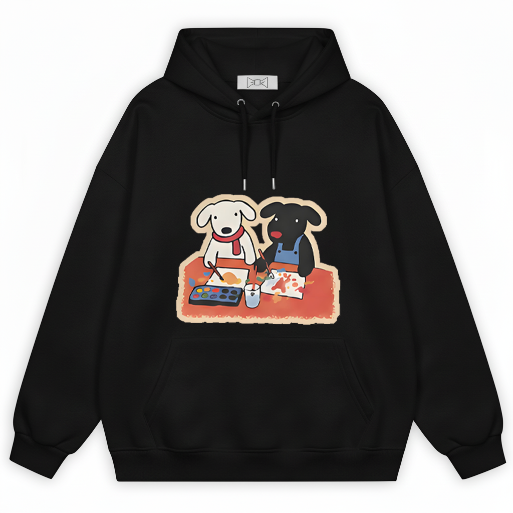 Painting Dogs Cute Duo Funny Graphic Hoodie H1117