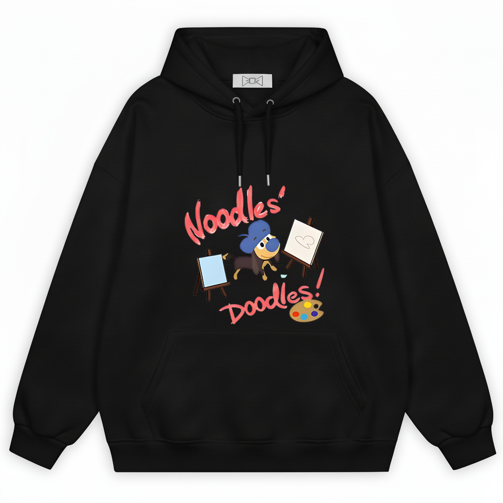 "Noodles' Doodles" Cute Artist Dachshund Graphic Hoodie H1142