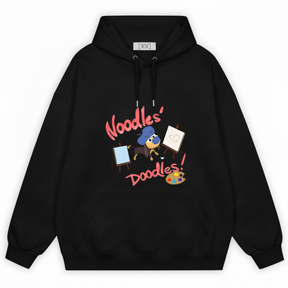 "Noodles' Doodles" Cute Artist Dachshund Graphic Hoodie H1142