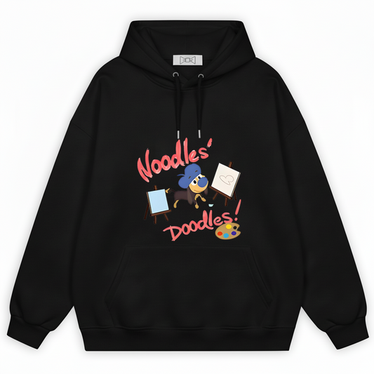 "Noodles' Doodles" Cute Artist Dachshund Graphic Hoodie H1142