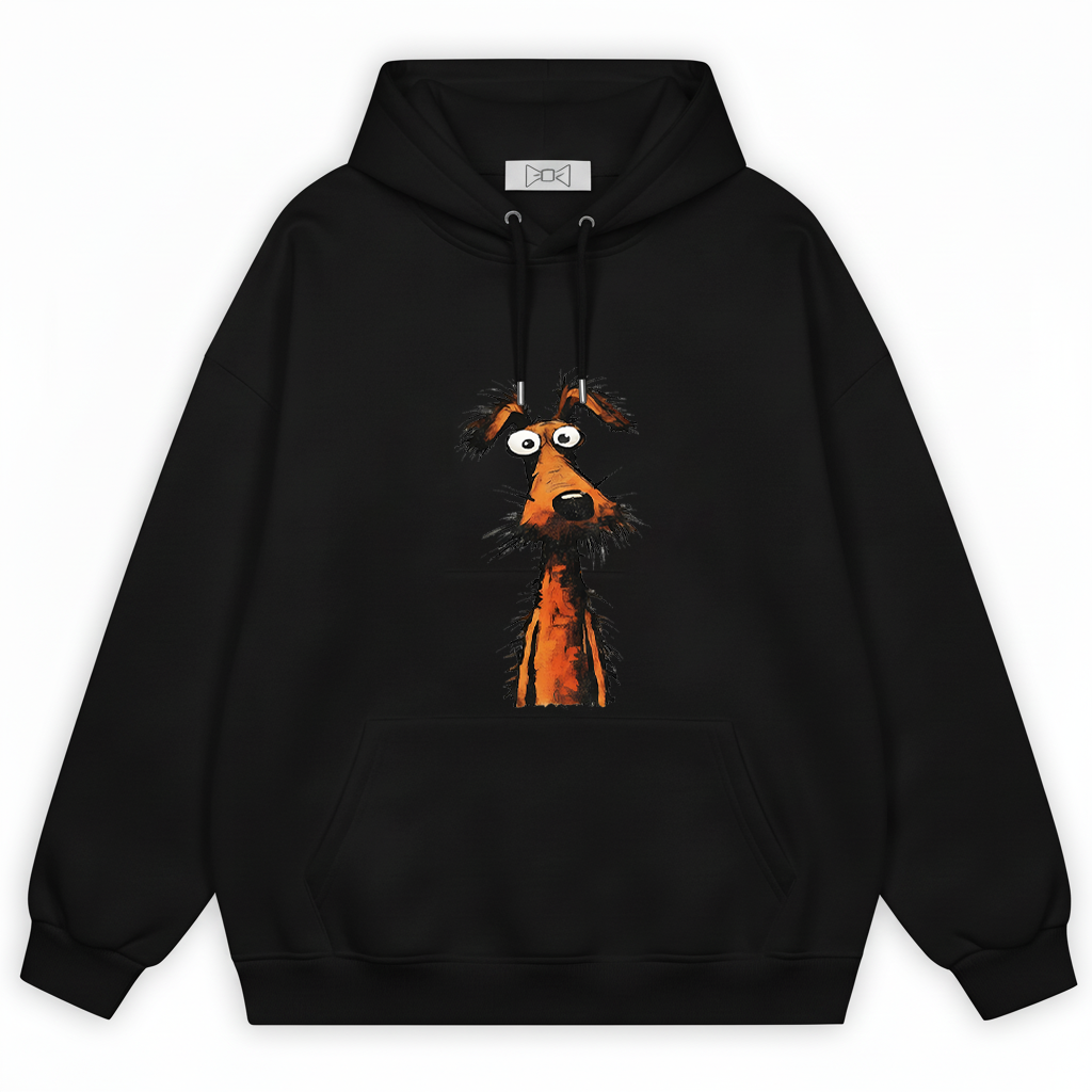 Crazy Stare Funny Scruffy Dog Minimalist Graphic Hoodie H1140