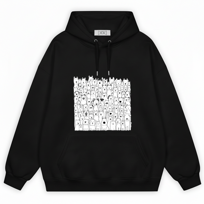 All the Dogs Minimalist Doodle Crowd Graphic Hoodie H1132