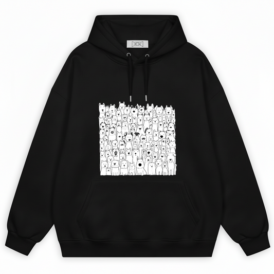 All the Dogs Minimalist Doodle Crowd Graphic Hoodie H1132