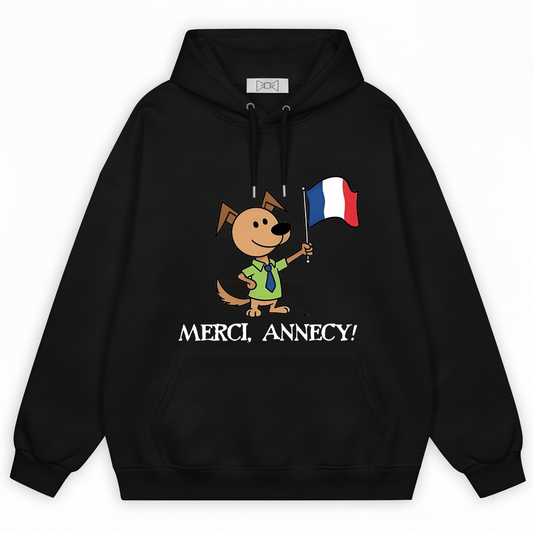 Merci Annecy Funny Dog Graphic Hoodie H1147