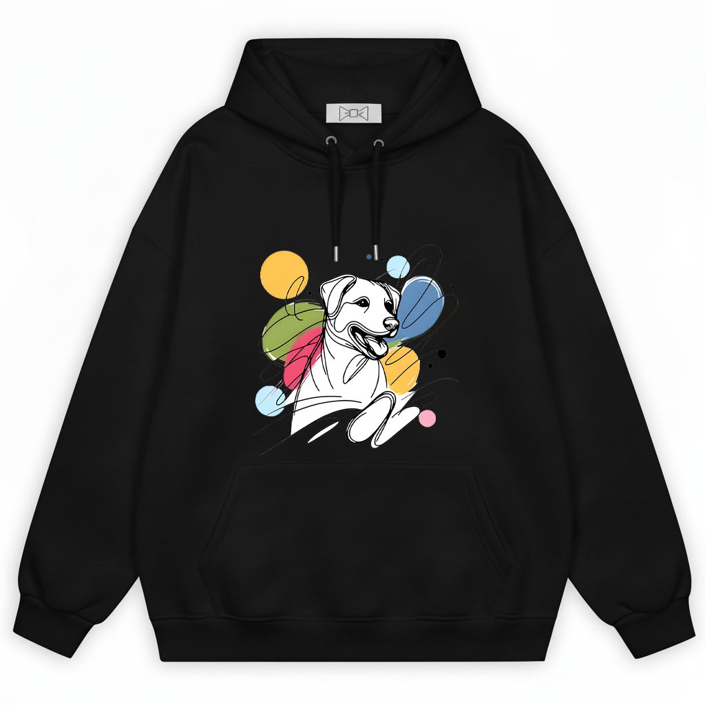 Colorful Abstract Line Art Dog Graphic Hoodie H1133