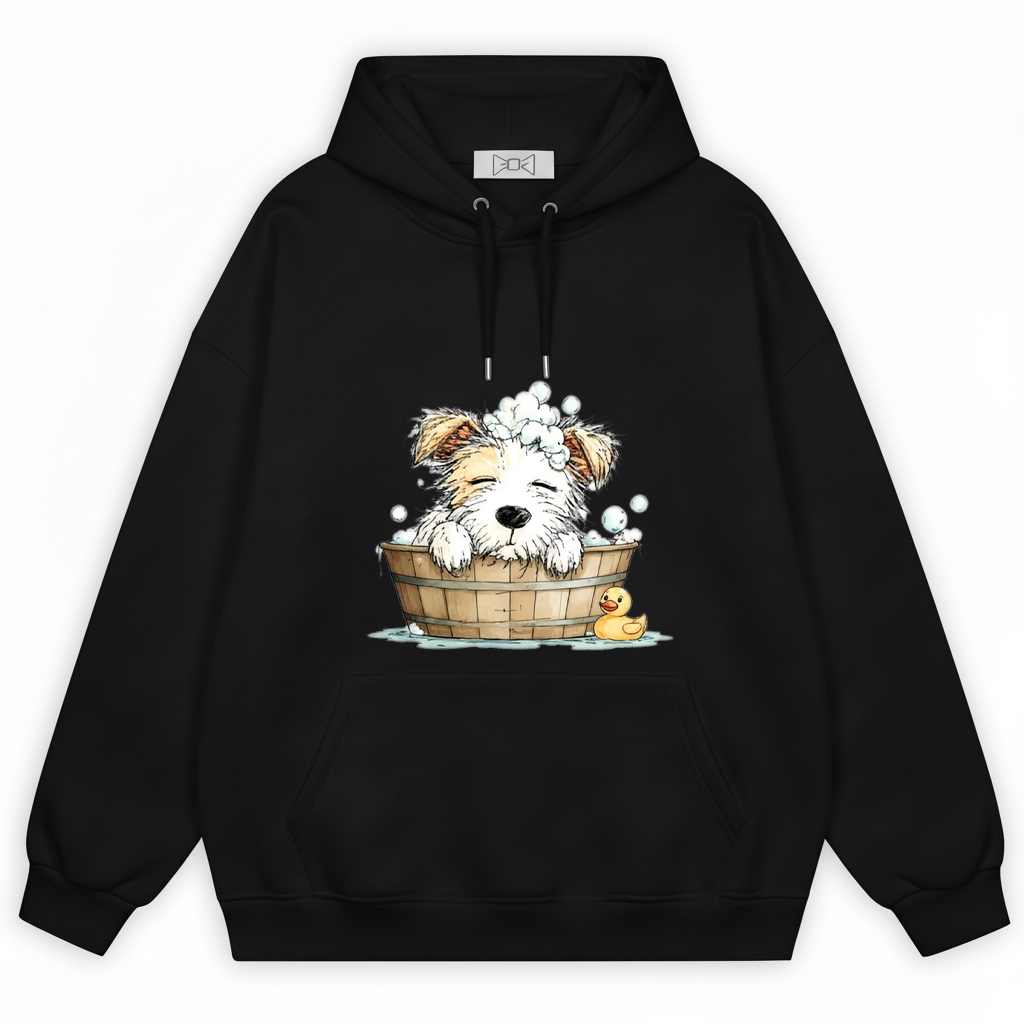 Bubble Bath Puppy Cute Watercolor Graphic Hoodie H1130
