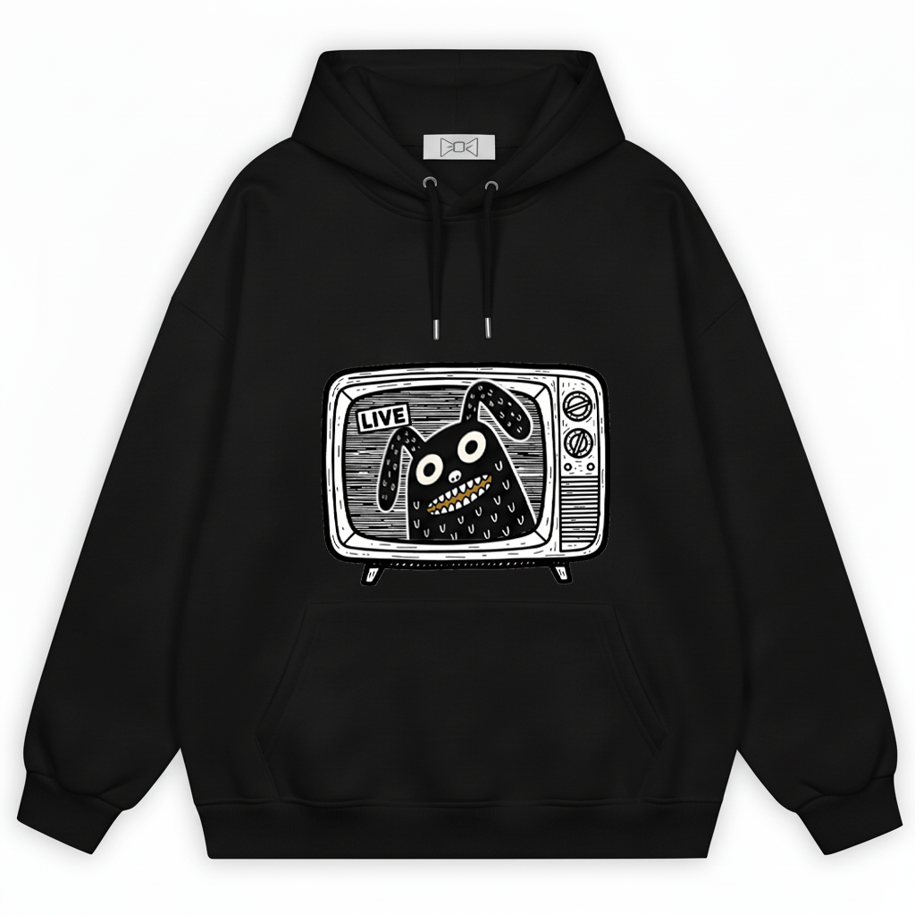 Live on TV Funny Monster Dog Retro Graphic Hoodie H1127