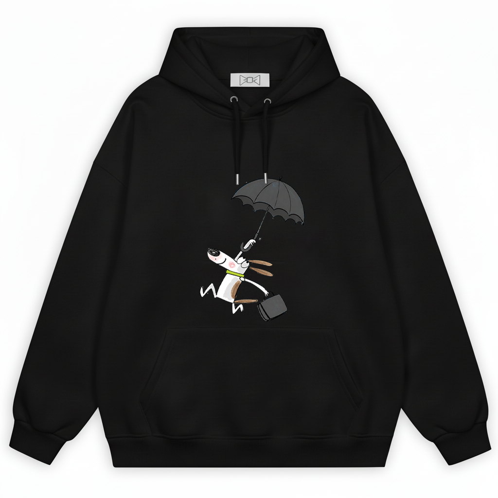 Flying Umbrella Dog Cute Minimalist Graphic Hoodie H1146