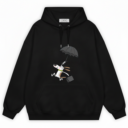 Flying Umbrella Dog Cute Minimalist Graphic Hoodie H1146