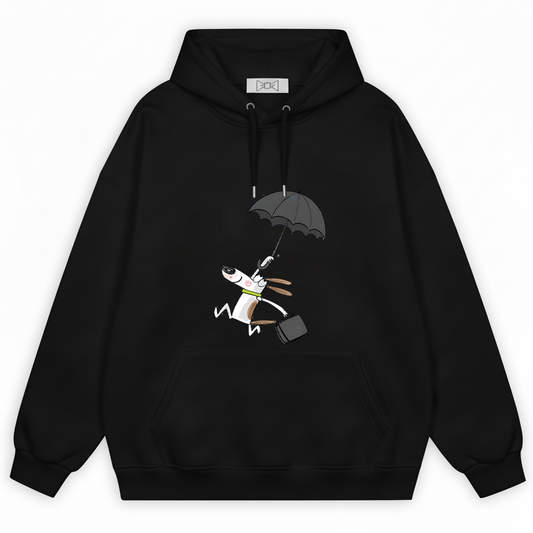 Flying Umbrella Dog Cute Minimalist Graphic Hoodie H1146