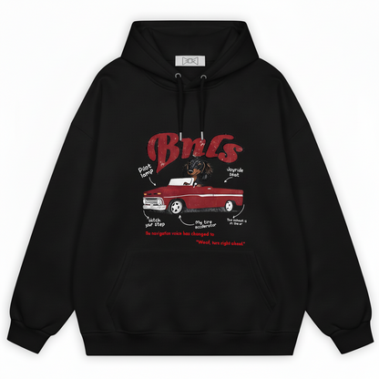 "Woof Turn Right" Funny Dachshund Driving Hoodie H1134