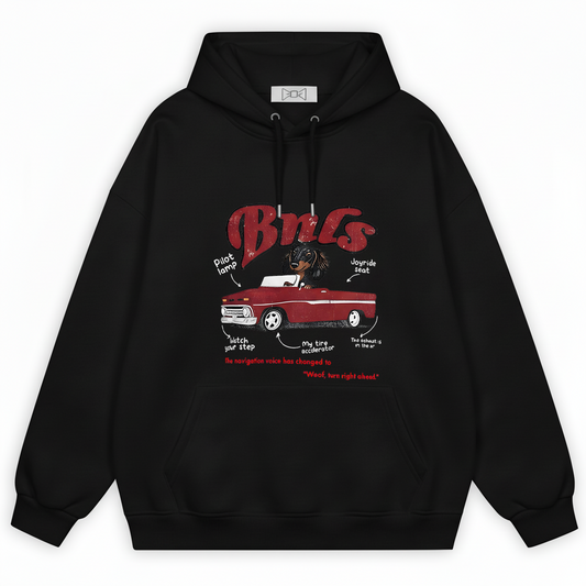"Woof Turn Right" Funny Dachshund Driving Hoodie H1134