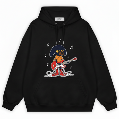 Rock Dog Guitar Player Cool Cartoon Graphic Hoodie H1143