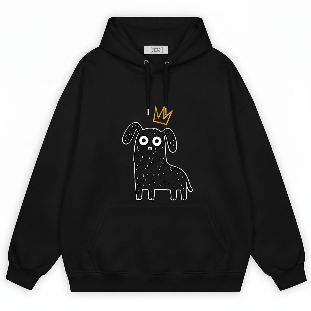 Crown Dog Minimalist Doodle Graphic Hoodie H1122