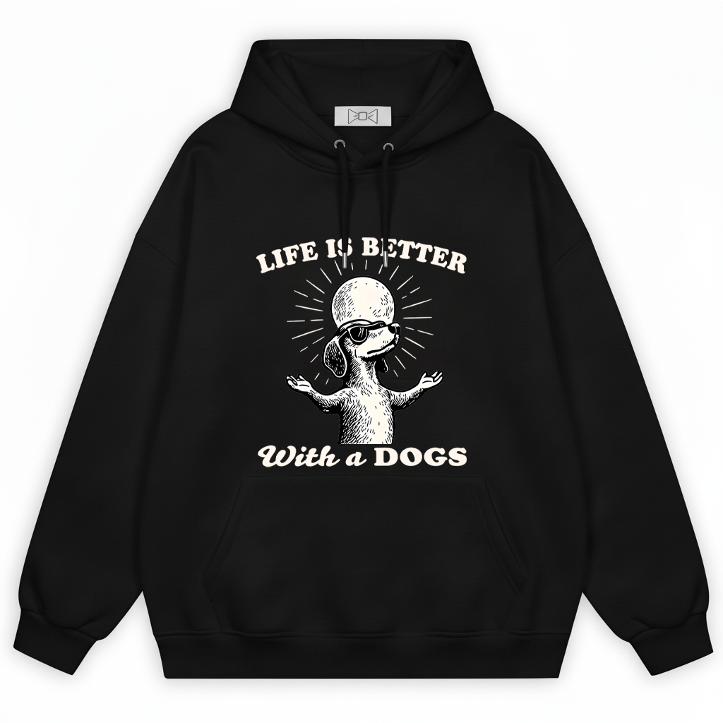 "Life Is Better With a Dog" Retro Dachshund Hoodie H1120