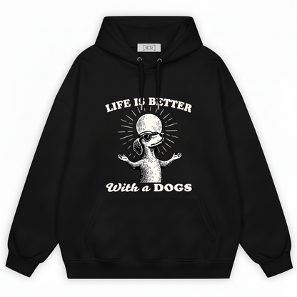 "Life Is Better With a Dog" Retro Dachshund Hoodie H1120