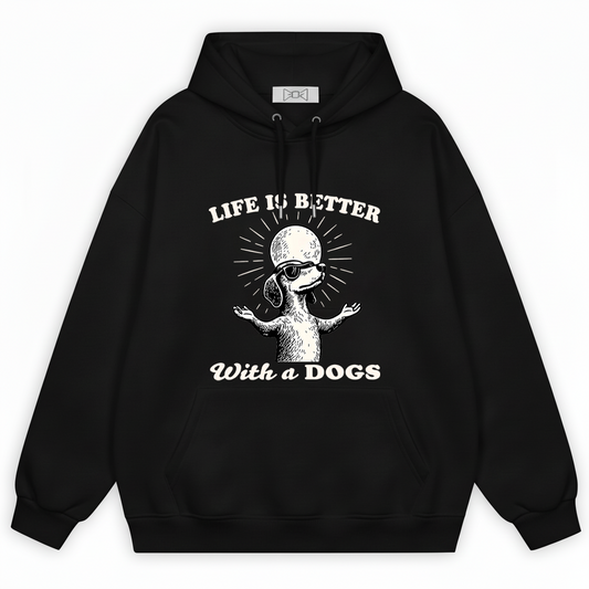 "Life Is Better With a Dog" Retro Dachshund Hoodie H1120