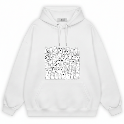 All the Dogs Minimalist Doodle Crowd Graphic Hoodie H1132