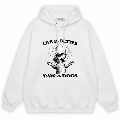 "Life Is Better With a Dog" Retro Dachshund Hoodie H1120