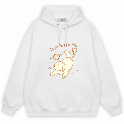 "Play With Me" Cute Golden Puppy Doodle Graphic Hoodie H1137