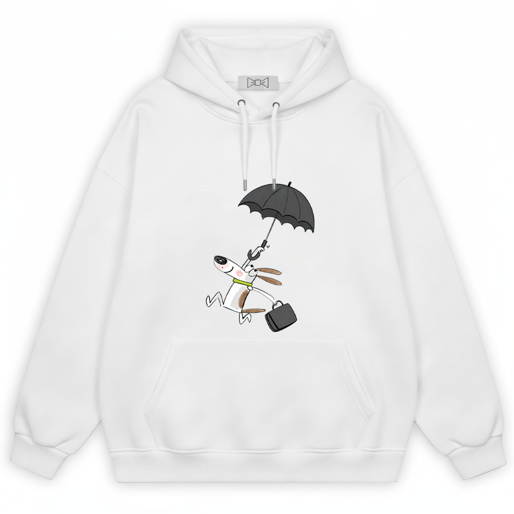 Flying Umbrella Dog Cute Minimalist Graphic Hoodie H1146