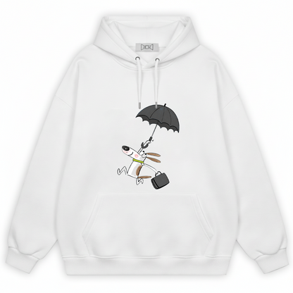 Flying Umbrella Dog Cute Minimalist Graphic Hoodie H1146