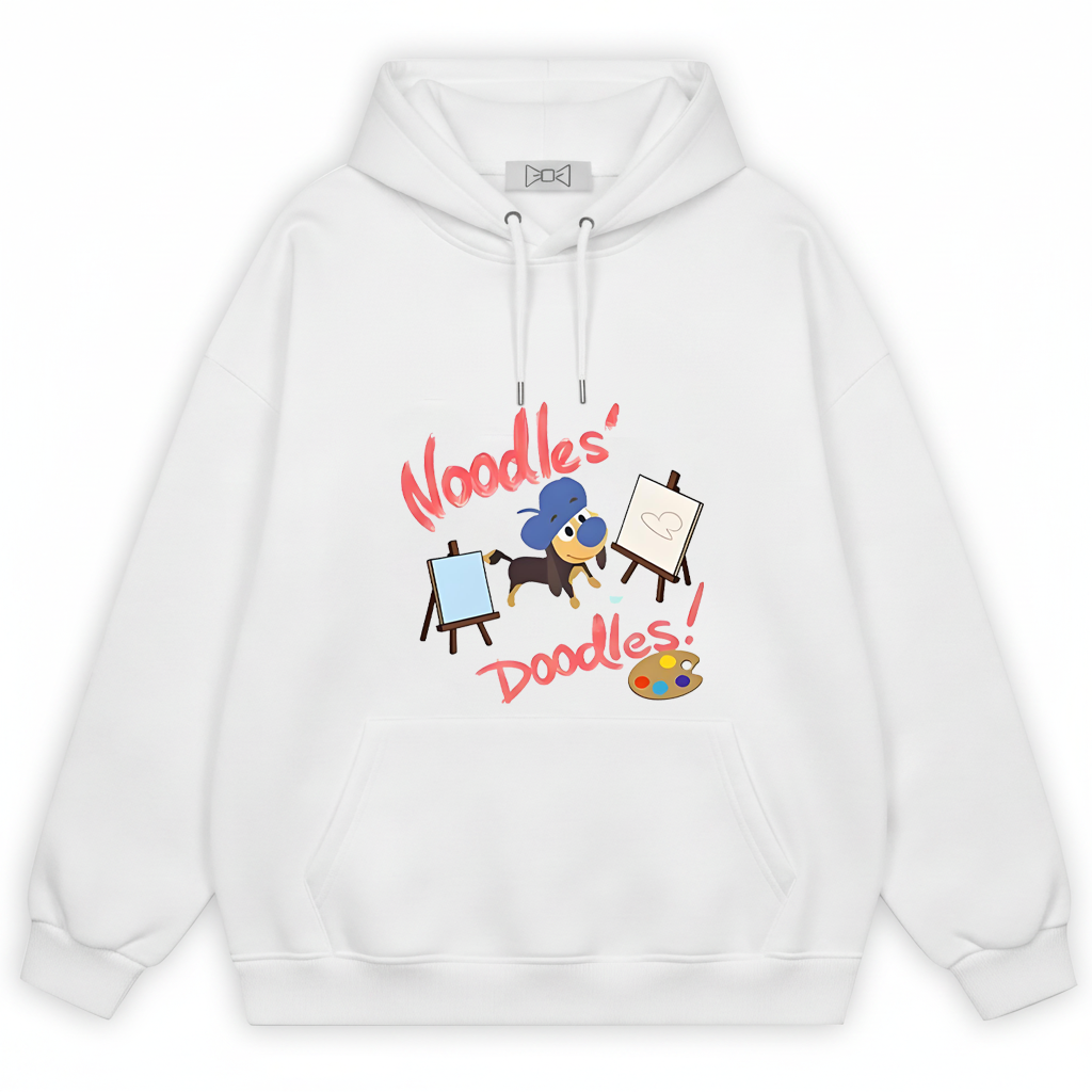 "Noodles' Doodles" Cute Artist Dachshund Graphic Hoodie H1142
