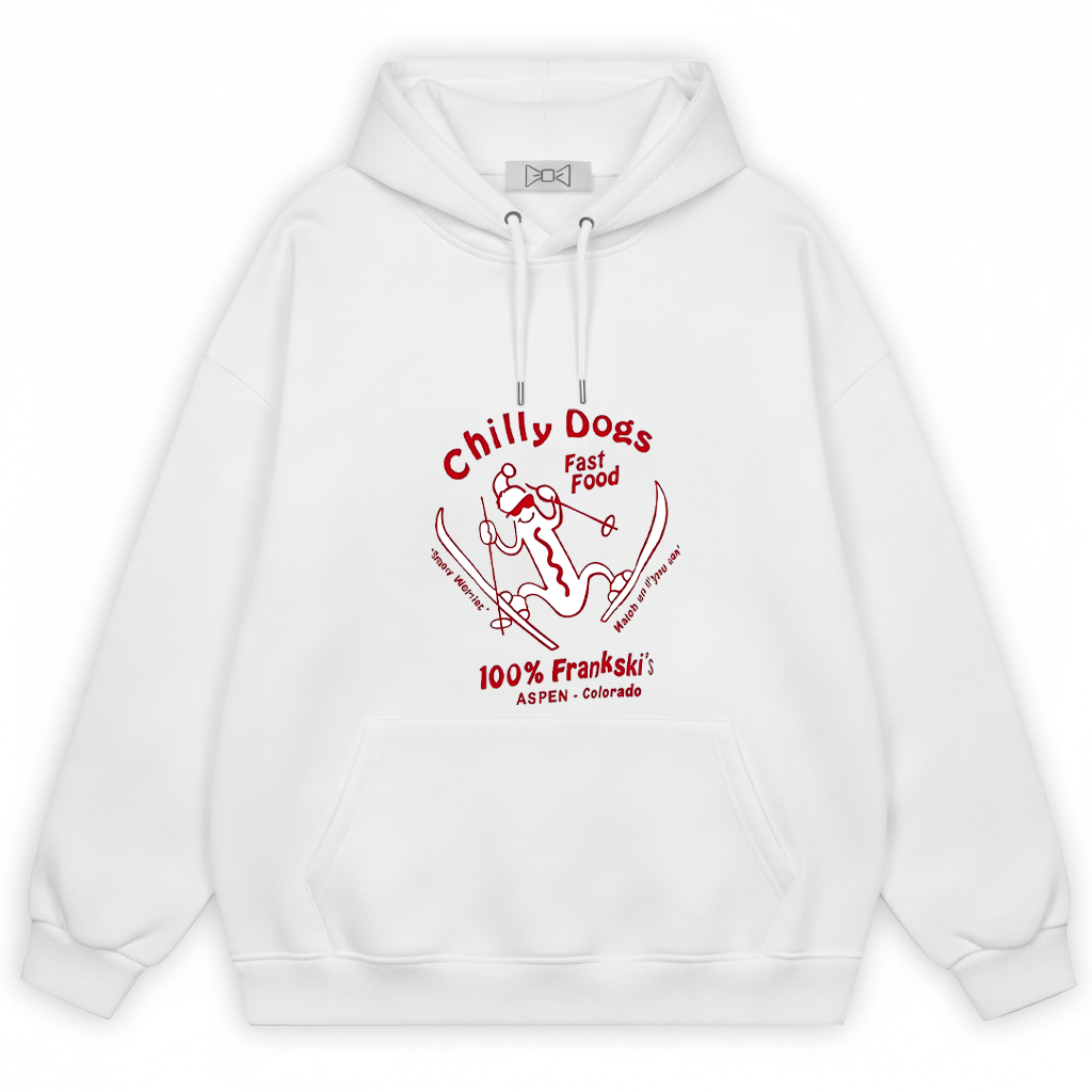 Chilly Dogs Skiing Dachshund Retro Funny Graphic Hoodie H1131