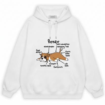 Funny Boxer Dog Anatomy Diagram Graphic Hoodie H1141