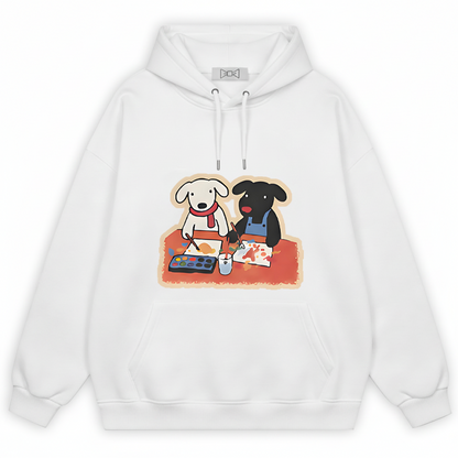 Painting Dogs Cute Duo Funny Graphic Hoodie H1117