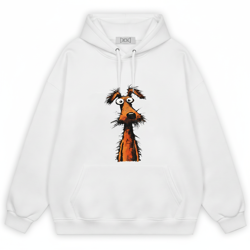 Crazy Stare Funny Scruffy Dog Minimalist Graphic Hoodie H1140