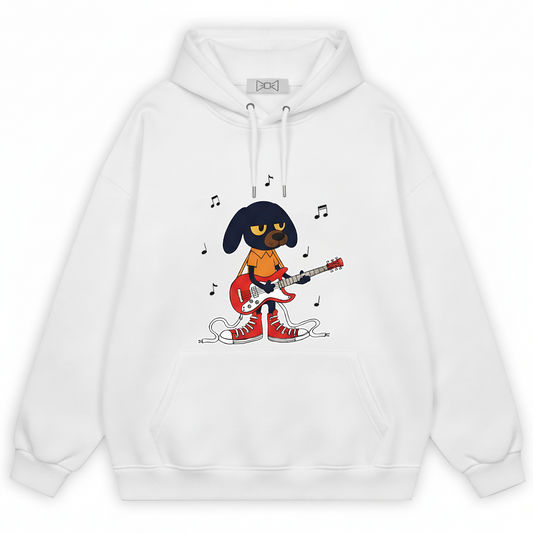Rock Dog Guitar Player Cool Cartoon Graphic Hoodie H1143