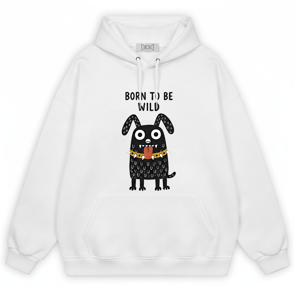 "Born to Be Wild" Punk Monster Dog Graphic Hoodie H1144