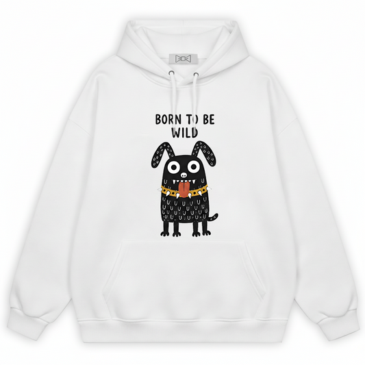 "Born to Be Wild" Punk Monster Dog Graphic Hoodie H1144