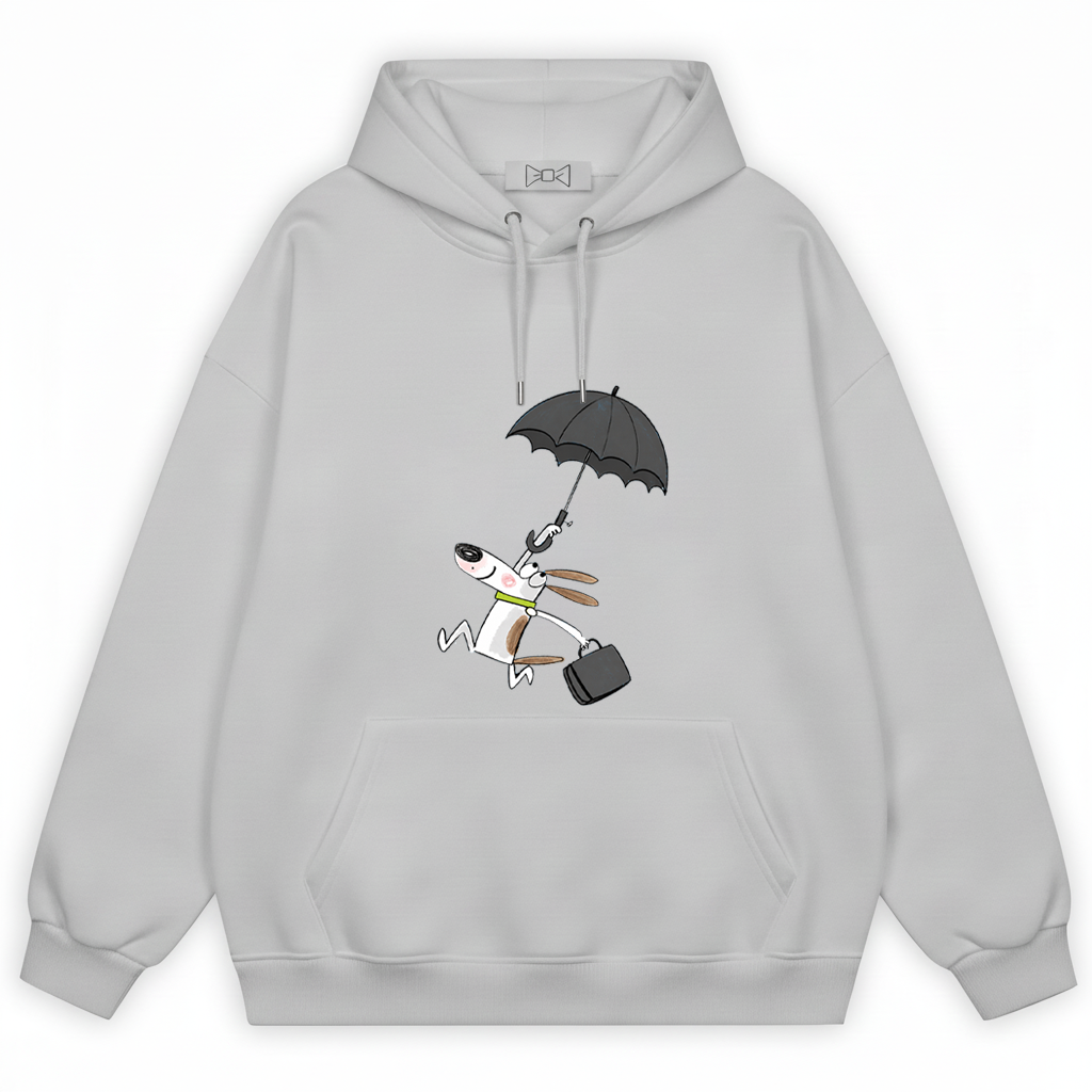 Flying Umbrella Dog Cute Minimalist Graphic Hoodie H1146