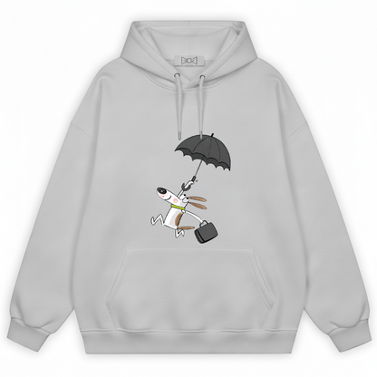 Flying Umbrella Dog Cute Minimalist Graphic Hoodie H1146