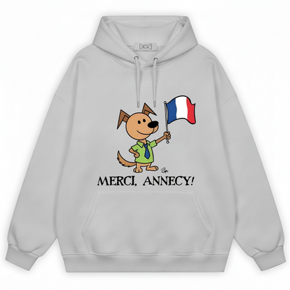 Merci Annecy Funny Dog Graphic Hoodie H1147