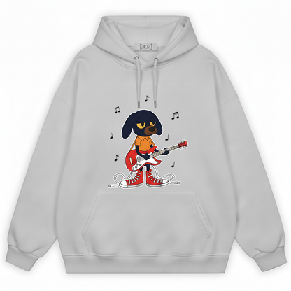 Rock Dog Guitar Player Cool Cartoon Graphic Hoodie H1143