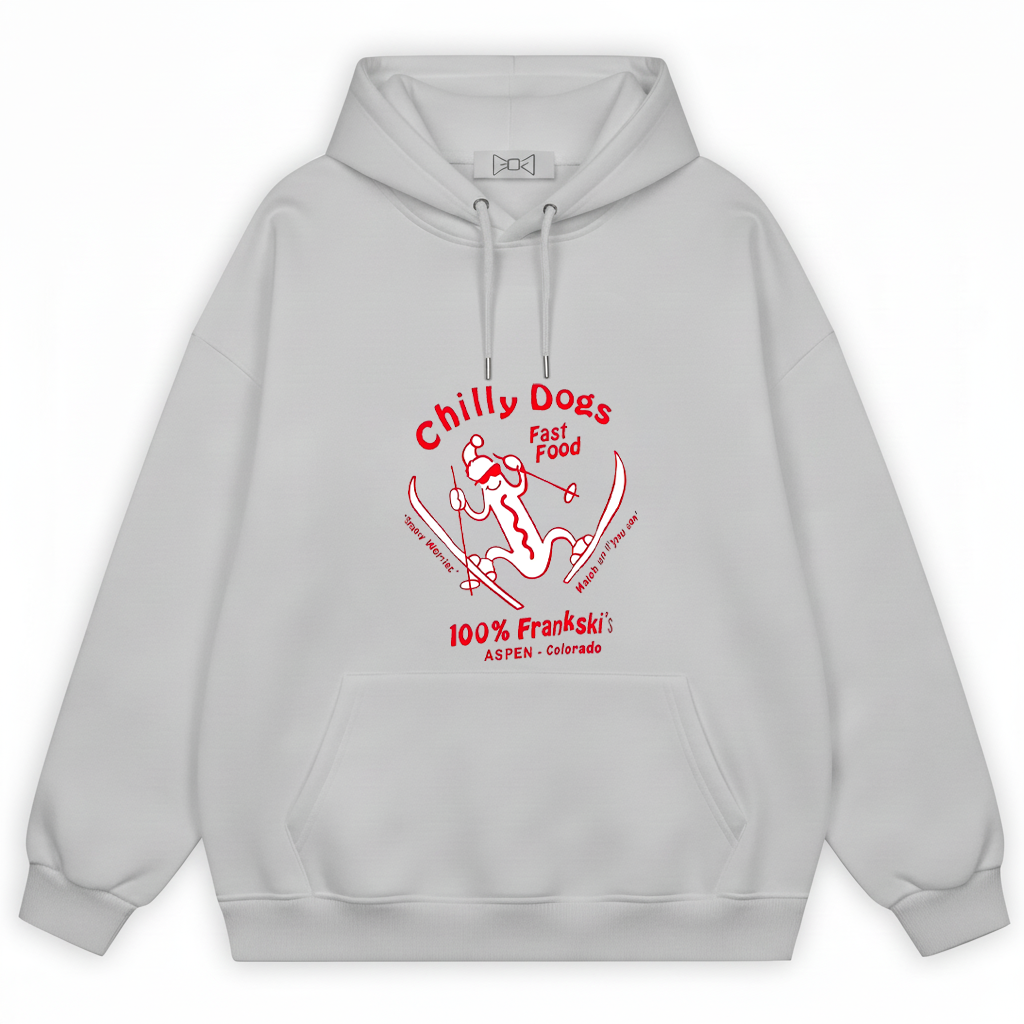 Chilly Dogs Skiing Dachshund Retro Funny Graphic Hoodie H1131